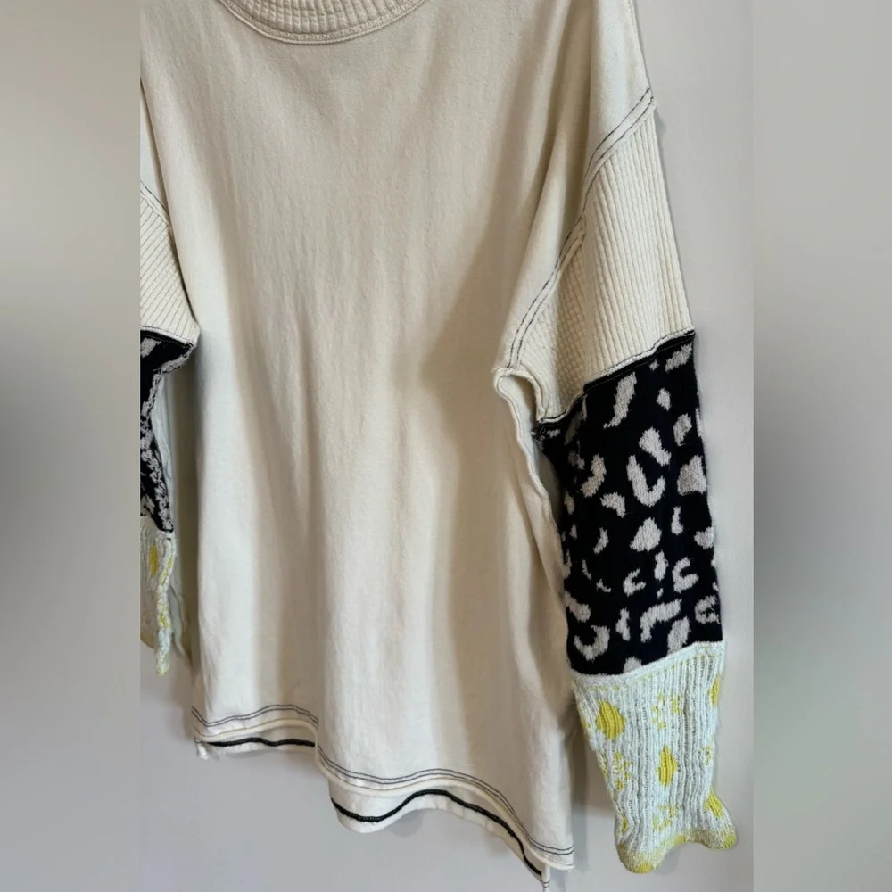 NEW Free People We The Free Tiger Style Cuff Tunic Sweater in Tea Combo Size L - Picture 5 of 12